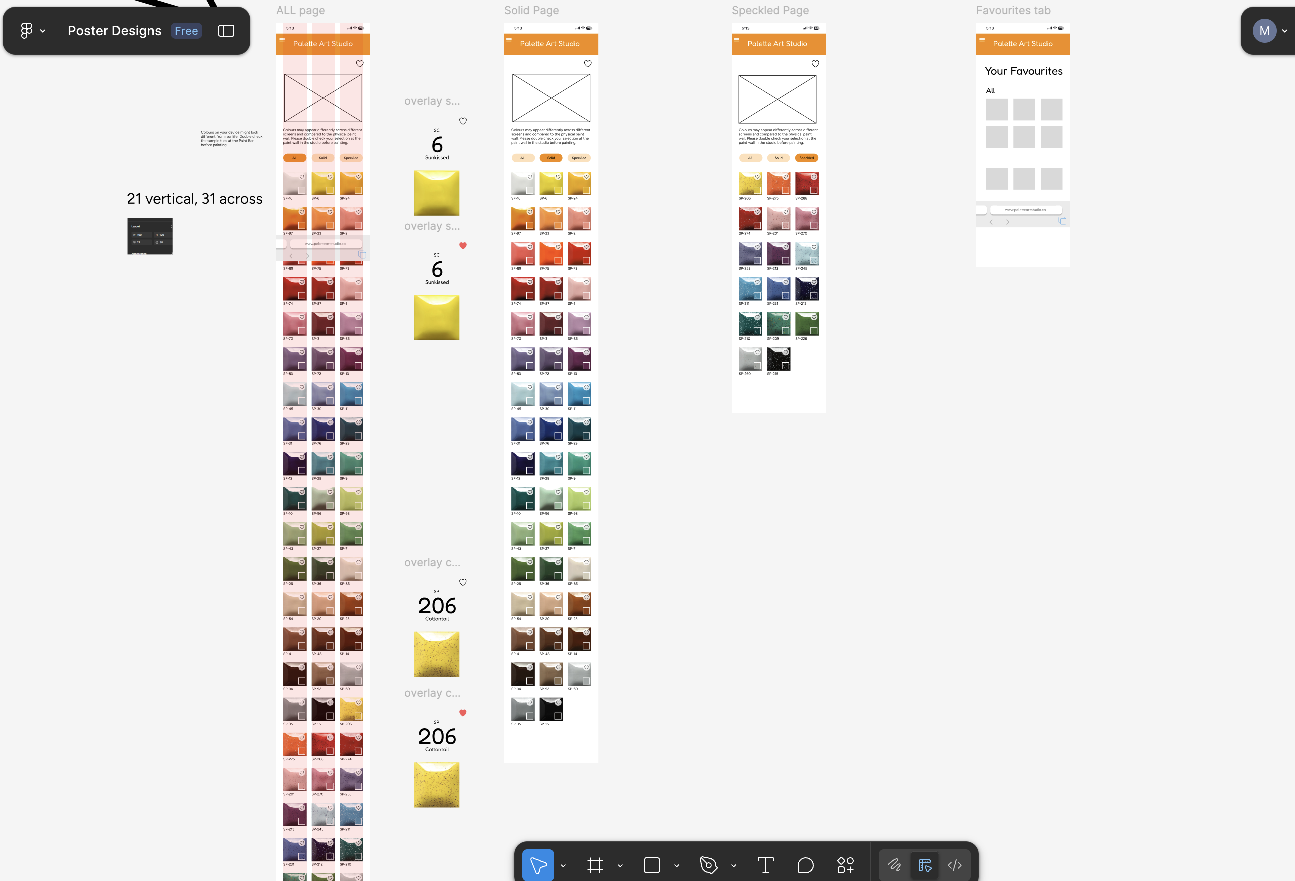 Digital Colour Guide prototype screens in Figma